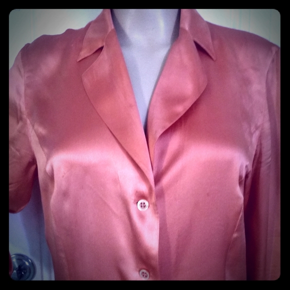 ESCADA SILK CHARMEUSE LS DOUBLE LAPEL BLOUSE - Picture 1 of 4
